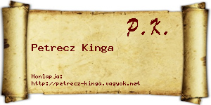 Petrecz Kinga névjegykártya